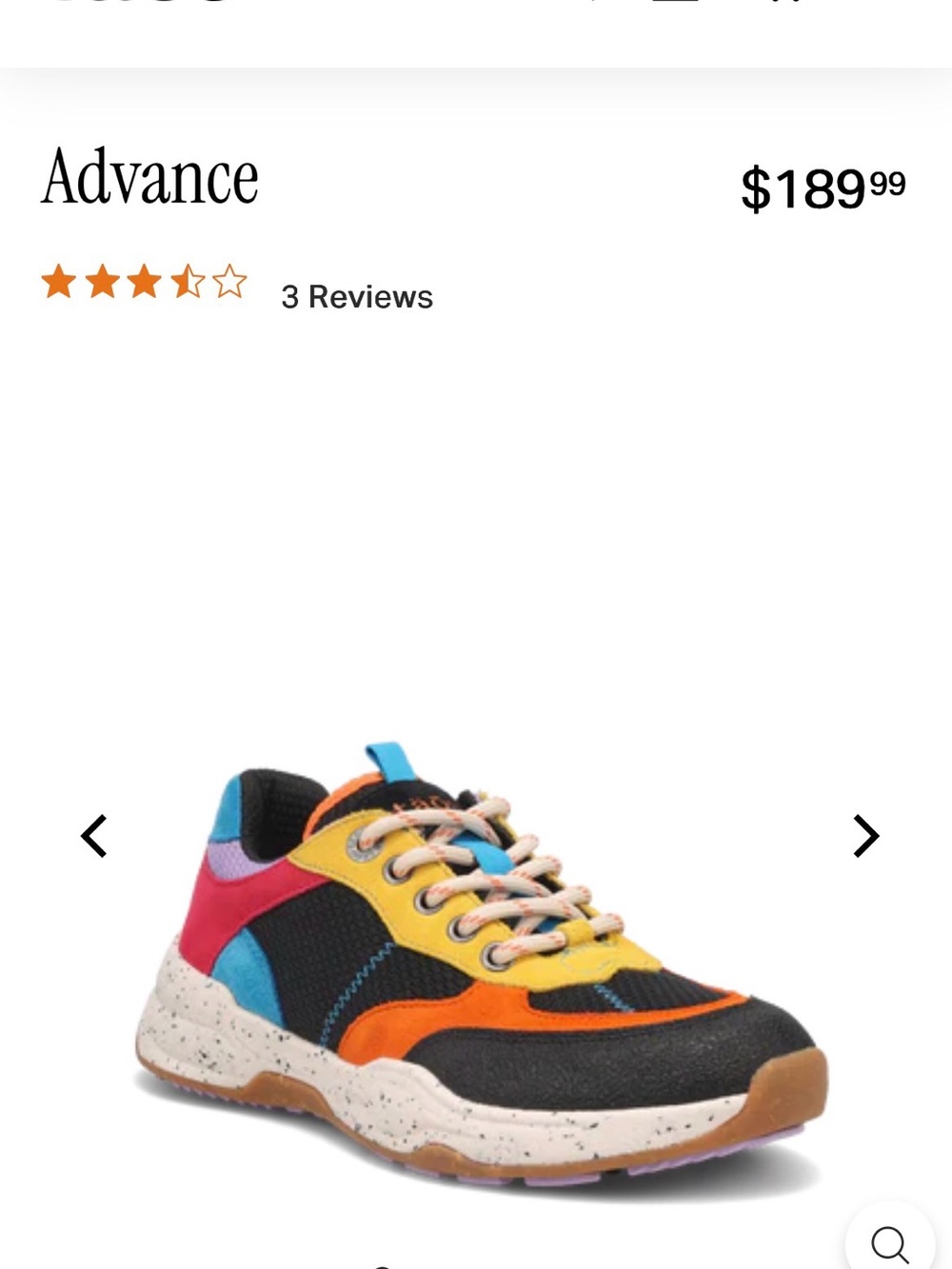 Women’s Taos Advance Black, Yellow & Orange Multi-Color Sneaker- size 7